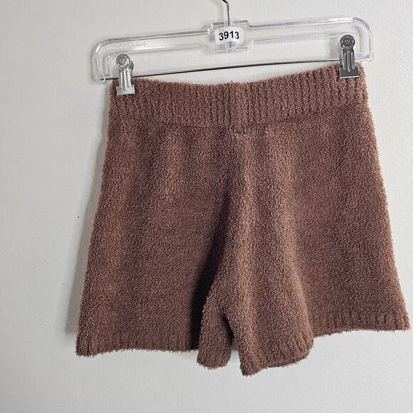 Salty Chic Brown High Waist Fuzzy Terry Cloth Stretch Short Shorts Small - Picture 2 of 6